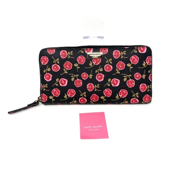 Kate Spade Women's Wallet Leather Neda Laurel Way Hazy Rose Roosterred WRLU5058 - Picture 2 of 6